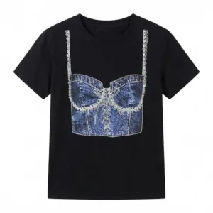 Camisa con corset estampado Negra 1