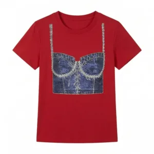 Camisa con corset estampado Roja 1