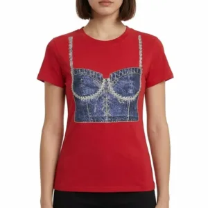 Camisa con corset estampado Roja 4