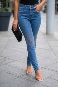 Pantalon con brillos en la mitad